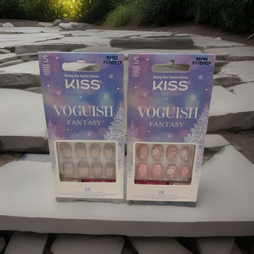 Kiss Voguish Fantasy Short Nail Lot of Two Winter Theme New In Box